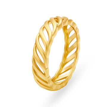Stylish Geometric Gold Mesh Ring