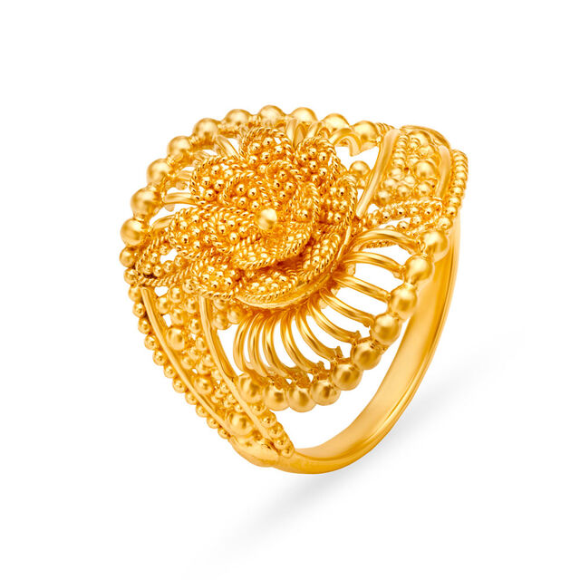 Artistic 22 Karat Yellow Gold Floral Ring 2