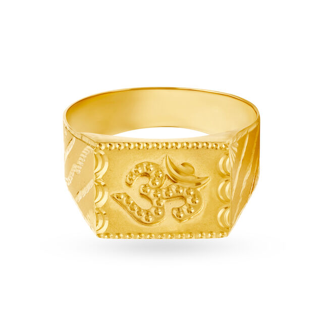 Spiritual Gold Om Ring for Men,,hi-res