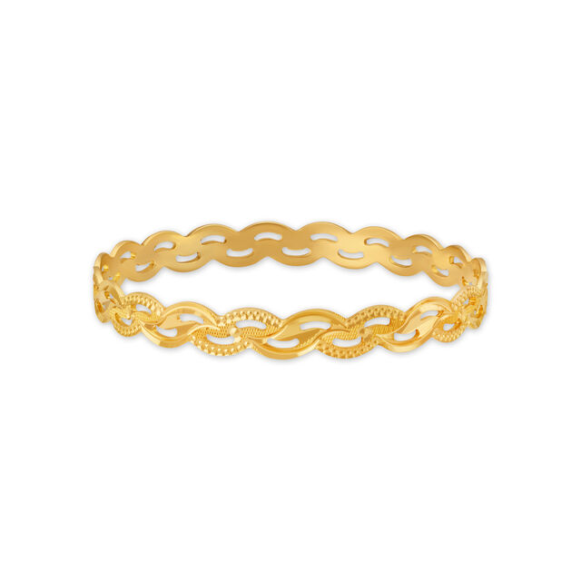 Elaborate Yellow Gold Twist Bangle,,hi-res 