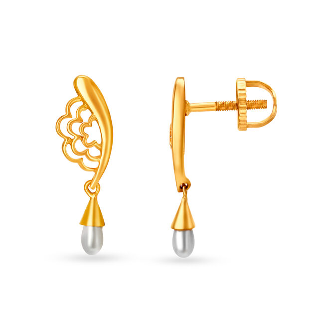 22 Karat Gold and Synthetic Pearl Pendant Earrings Set,,hi-res 4