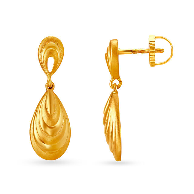 Teardrop Design Fancy Gold Drop Earrings 2