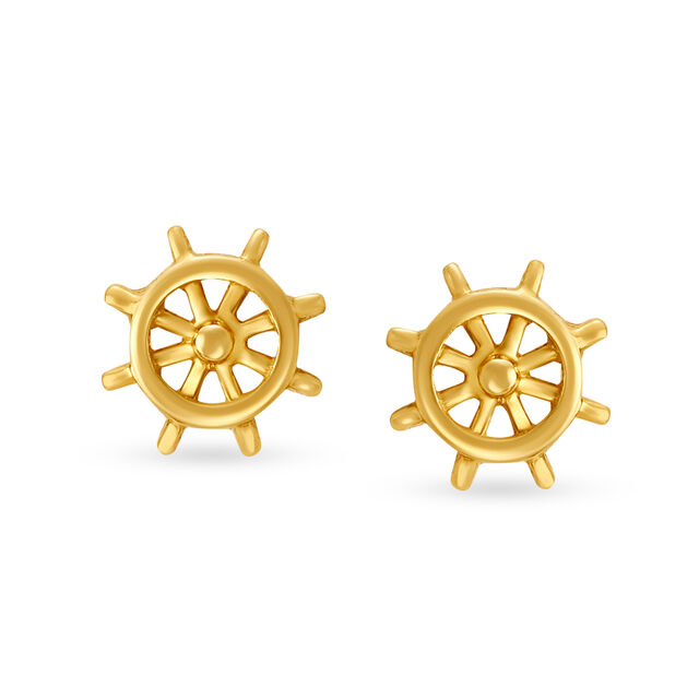 Helm Design Gold Stud Earrings for Kids