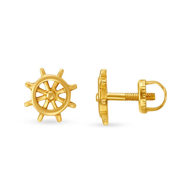 Helm Design Gold Stud Earrings for Kids