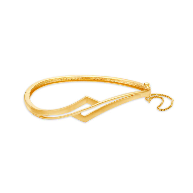 Whimsical Yellow Gold Rhombus Twist Bangle,,hi-res 2