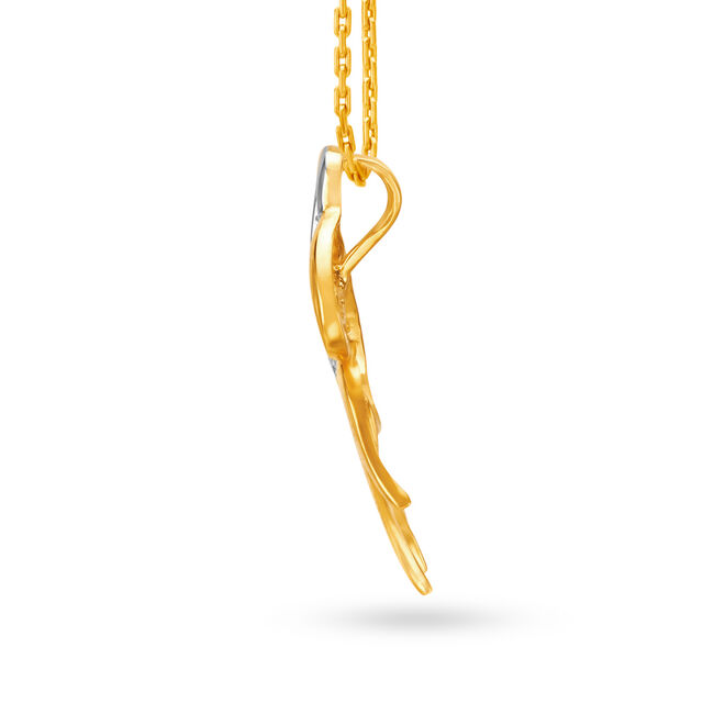 Simple Yellow Gold Pendant and Earrings Set 3