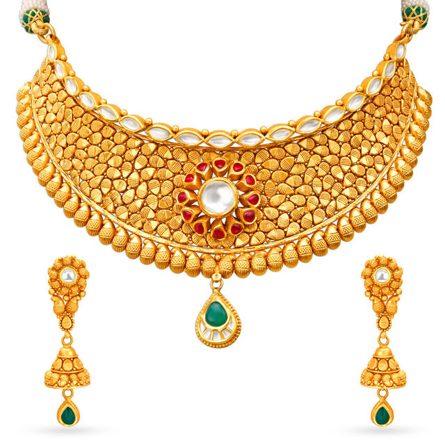 Intricate Gold Necklace Set,,hi-res