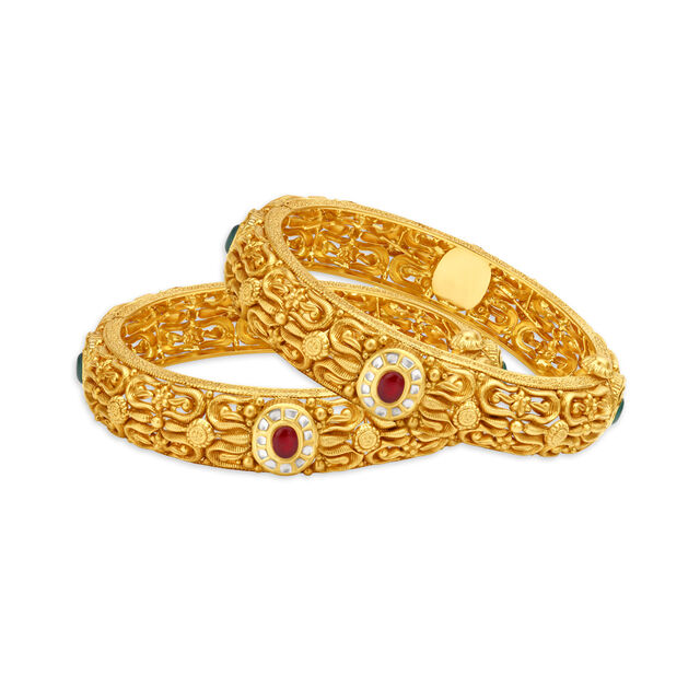 Pristine Floral Gold Bangle,,hi-res 