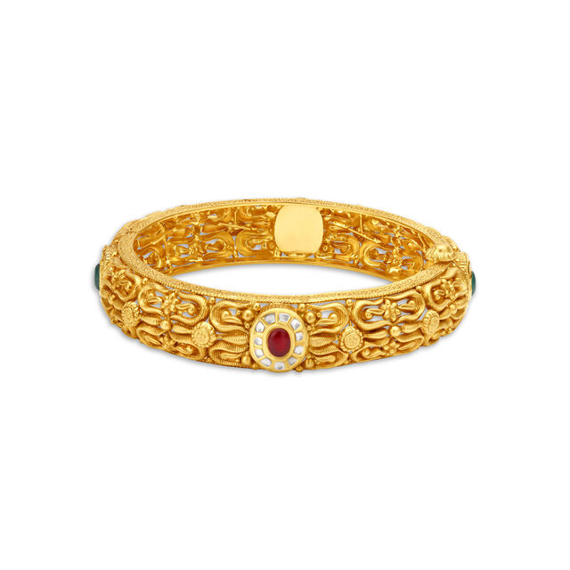 Pristine Floral Gold Bangle,,hi-res 2