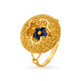 Enthralling 22 Karat Yellow Gold Filigree Patterned Round Finger Ring,,hi-res 
