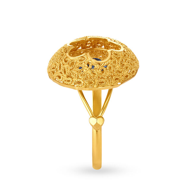 Enthralling 22 Karat Yellow Gold Filigree Patterned Round Finger Ring,,hi-res 3