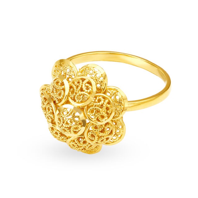 Unique 22 Karat Yellow Gold Ring With Filigree Pattern,,hi-res