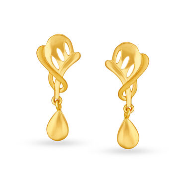 Alluring 22 Karat Yellow Gold Artistic Teardrop Drop Earrings
