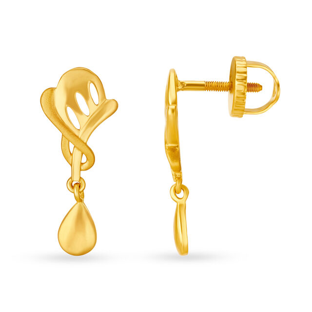 Alluring 22 Karat Yellow Gold Artistic Teardrop Drop Earrings,,hi-res 2