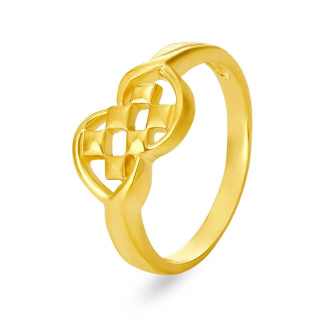 Eclectic 22 Karat Yellow Gold Mesh Patterned Finger Ring,,hi-res