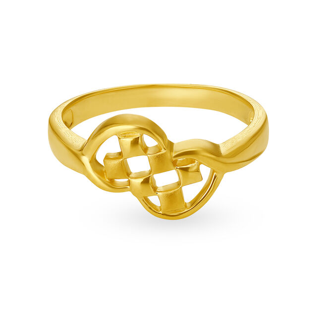 Eclectic 22 Karat Yellow Gold Mesh Patterned Finger Ring,,hi-res