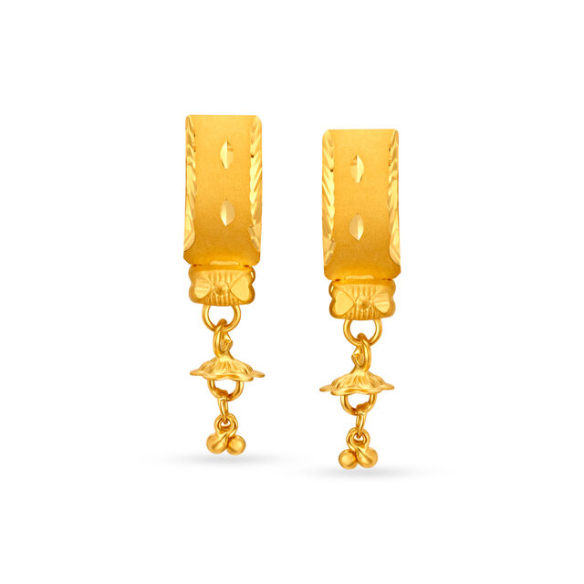 Lavish 22 Karat Yellow Gold Floral Hoops,,hi-res