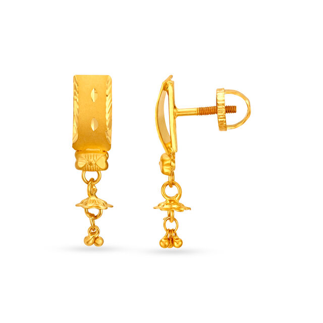 Lavish 22 Karat Yellow Gold Floral Hoops,,hi-res