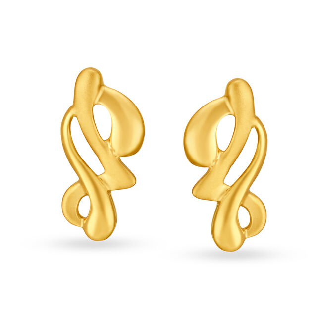 Aesthetic 18 Karat Yellow Gold Abstract Studs