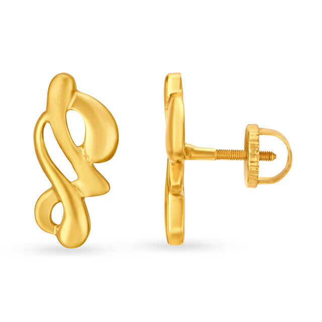 Aesthetic 18 Karat Yellow Gold Abstract Studs
