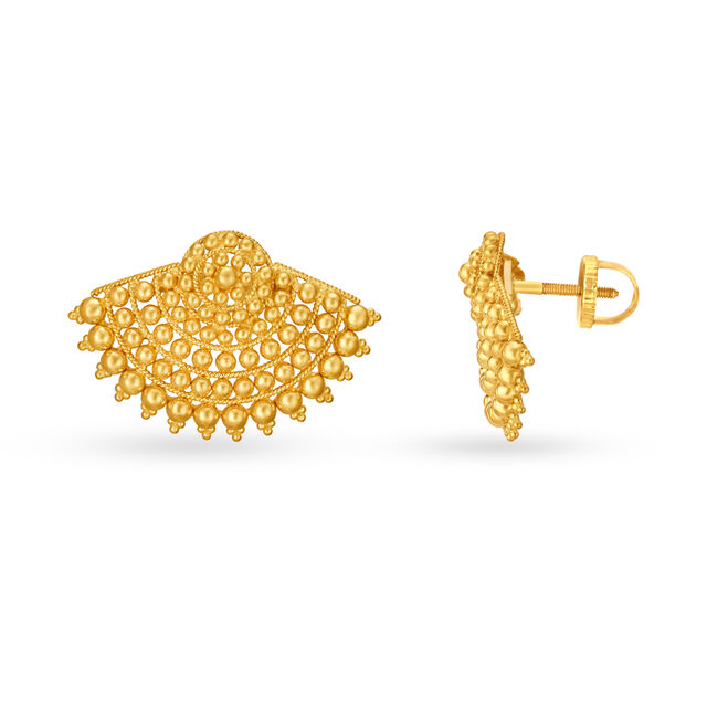 Glamorous 22 Karat Yellow Gold Blooming Stud Earrings