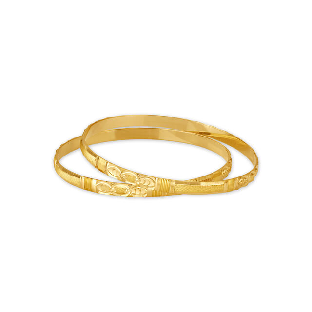 Luxurious Yellow Gold Textured Bangles,,hi-res