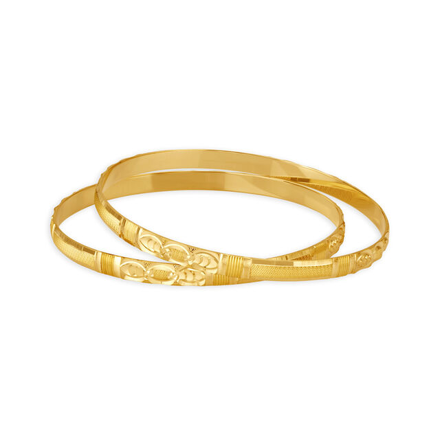 Luxurious Yellow Gold Textured Bangles,,hi-res 2