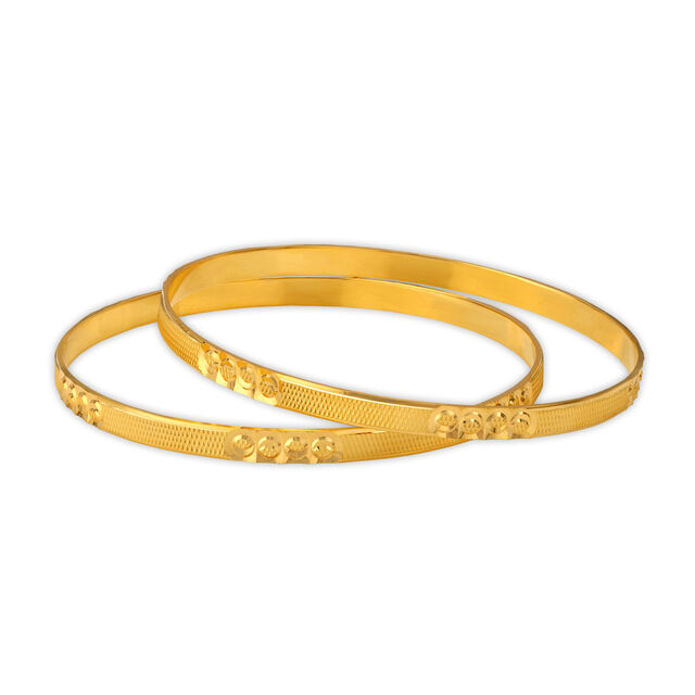 Exemplary Yellow Gold Etched Bangles,,hi-res 
