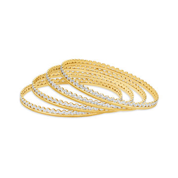 Glittering Yellow Gold Embossed Bangles