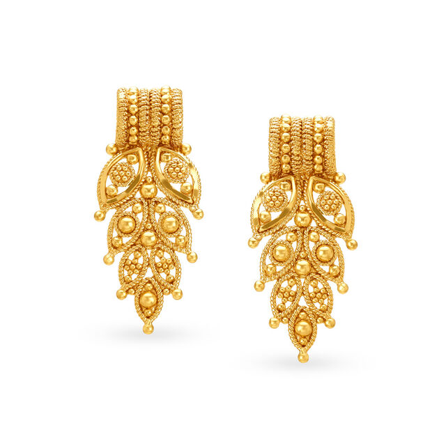 Contemporary Rawa Work Gold Drop Earrings,,hi-res
