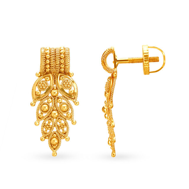 Contemporary Rawa Work Gold Drop Earrings,,hi-res