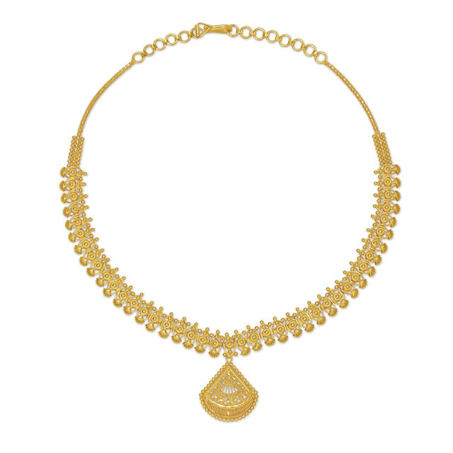 Elaborate 22 Karat Yellow Gold Piscine Necklace And Earrings Set 2