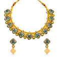 Vibrant Floral Gold Necklace Set 