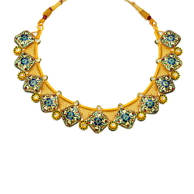 Vibrant Floral Gold Necklace Set 2