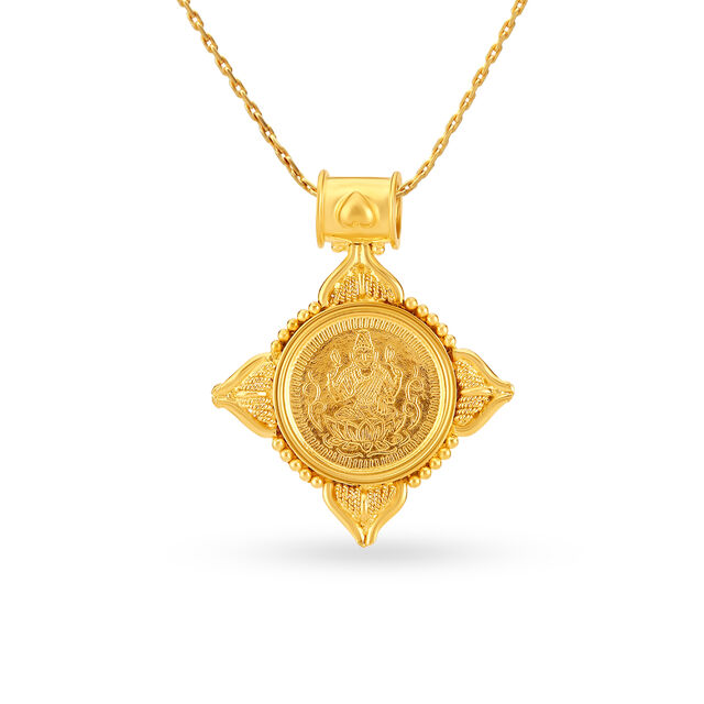 Heavenly 22 Karat Yellow Gold Goddess Lakshmi Pendant