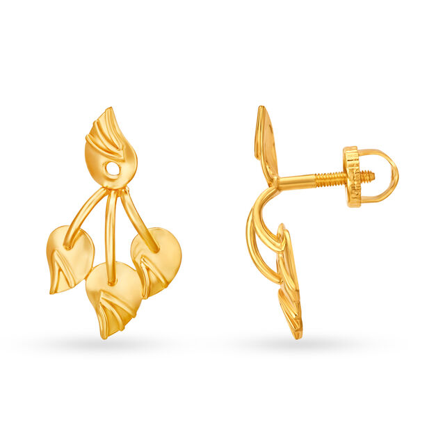 Breezy 22 Karat Yellow Gold Leaf Studs