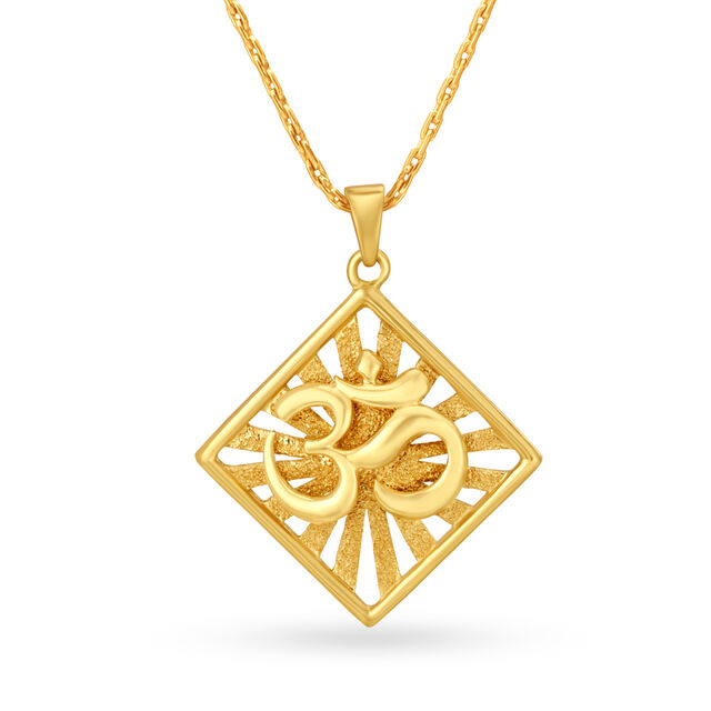 Brilliant 22 Karat Yellow Gold Rhomboid Om Pendant