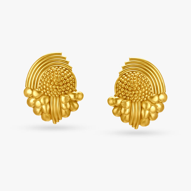Exquisite Floral Gold Stud Earrings 