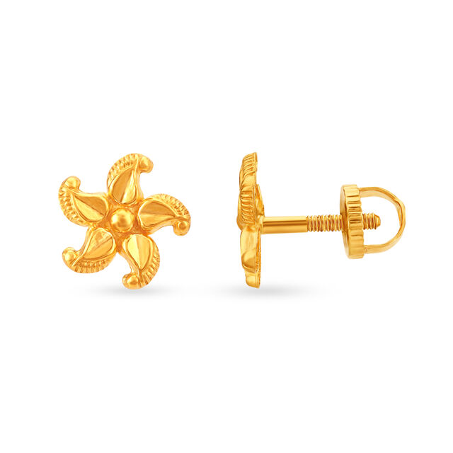 Charming 22 Karat Gold Star Stud Earrings