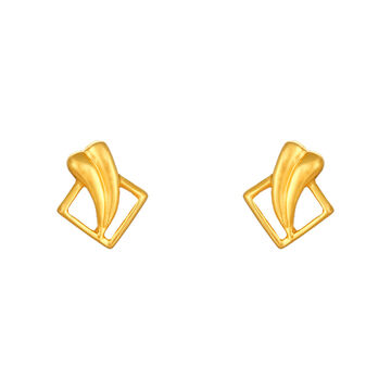Simplistic 22 Karat Yellow Gold Square Studs