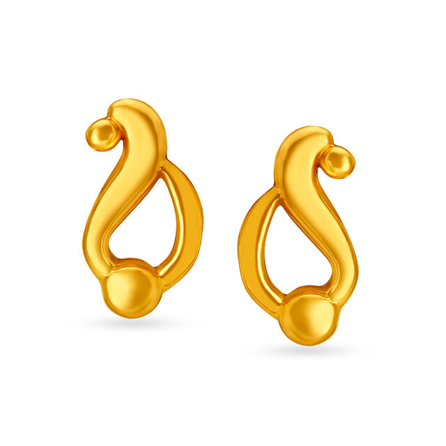Elegant 22 Karat Yellow Gold Paisley Studs 