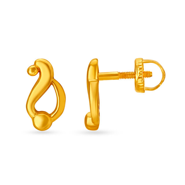 Elegant 22 Karat Yellow Gold Paisley Studs 2
