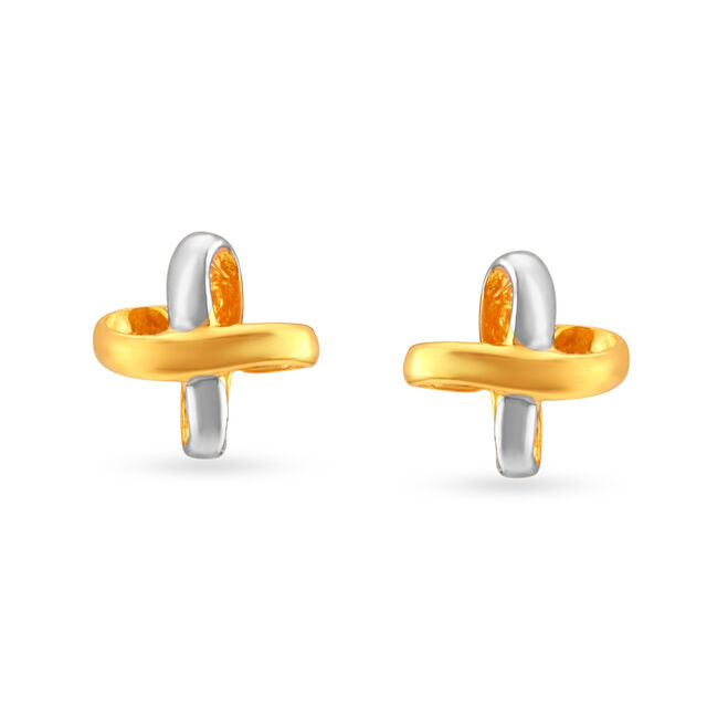 X shaped Gold Stud Earrings for Kids,,hi-res 
