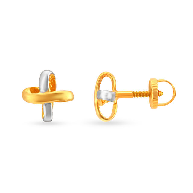 X shaped Gold Stud Earrings for Kids,,hi-res 2