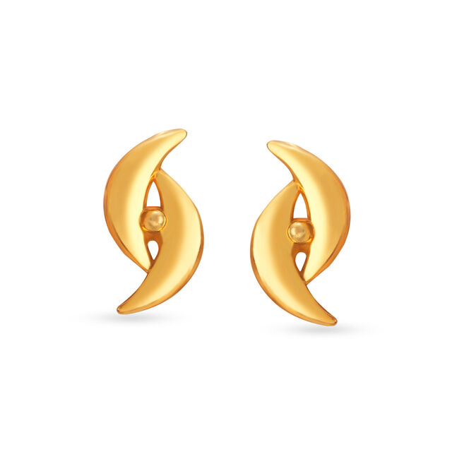 Minimal Half Moon Gold Stud Earrings