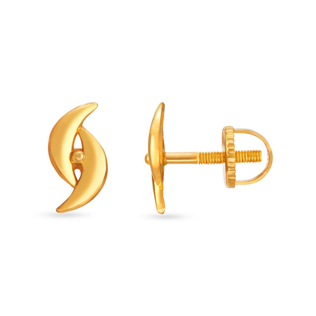Minimal Half Moon Gold Stud Earrings