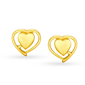 Gold Heart Shaped Stud Earrings
