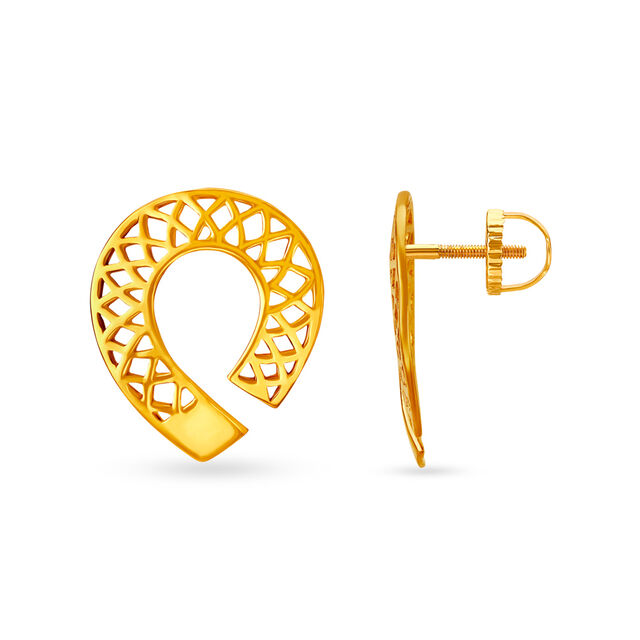 Sophisticated 22 Karat Yellow Gold Arc Studs 2