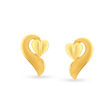 Splendid 22 Karat Yellow Gold Heart Studs