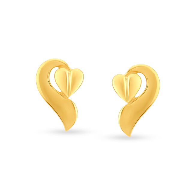 Splendid 22 Karat Yellow Gold Heart Studs